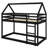 House-Shaped Wood Floor Bunk Bed with Ladder & Guardrails-1514151435