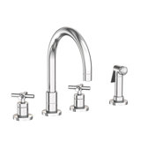 East Linear Double Handle Kitchen Faucet with Side Spray