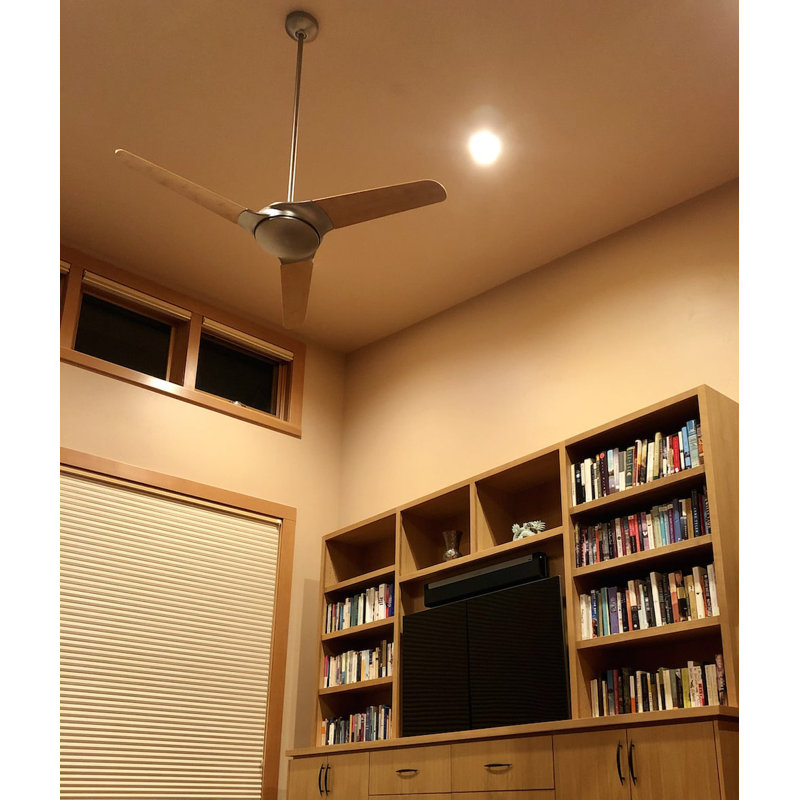 Downrod Ceiling Fan, Bamboo, Handheld Remote Control (2-wire), Matte Nickel