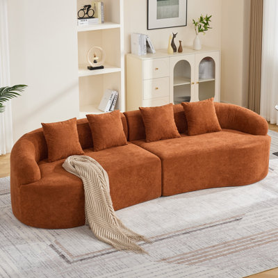 Canapé modulaire courbé désossé de 110,2 po, canapé 4 places surdimensionné avec 4 coussins, canapé modulaire moderne en chenille à assise profonde, aucun assemblage requis