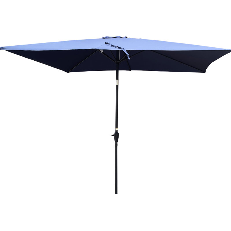Parasol de patio 9 pi x 6 pi imperméable avec manivelle et inclinable, pour piscine de jardin, 6 pi x 9 pi, inclinaison relevable, piscine rectangulaire, bleu marine