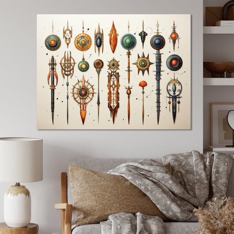«African Sacred Symbols II» sur toile, H 12 po x l 20 po x P 1 po, Toile tendue