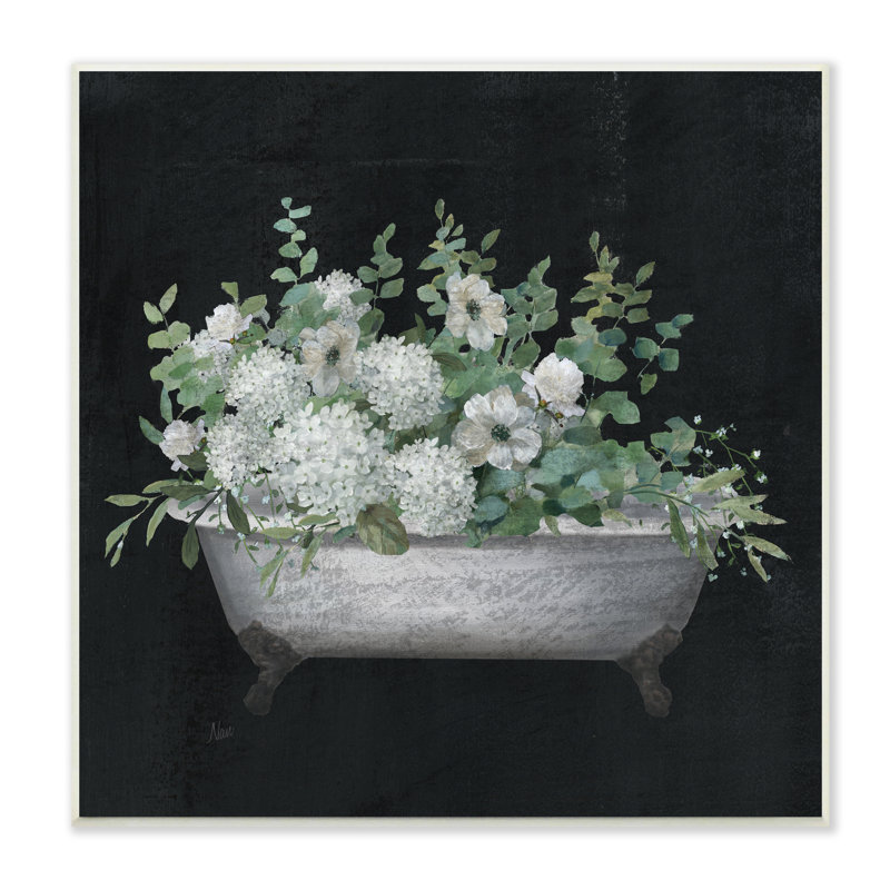 Bouquet de fleurs botaniques rétro sur fond blanc par Nan - Peinture, H 12 po x l 12 po x P 1,5 po, Plaque murale