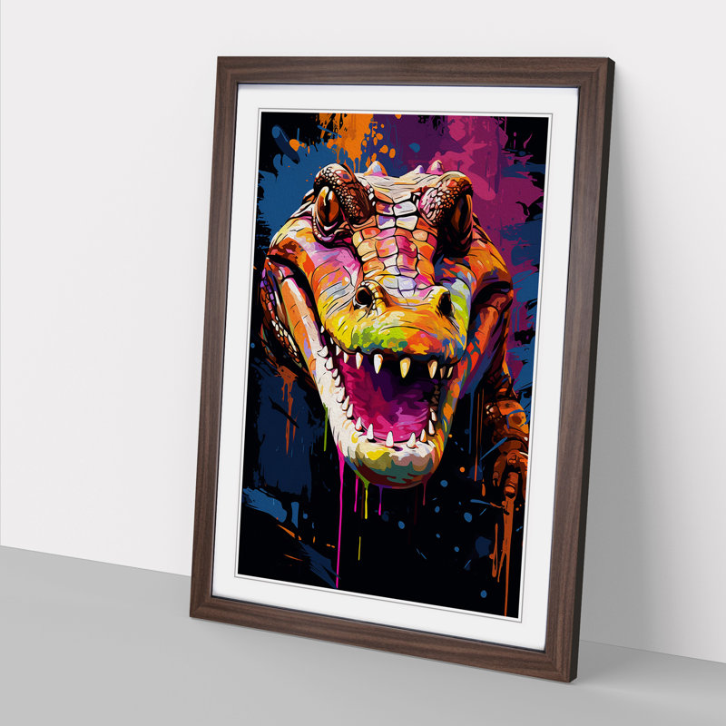 Alligator Pop - Framed Print, 64cm H x 46cm W x 2cm D, Walnut Framed