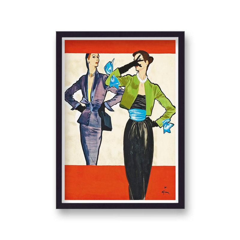 Rene Gruau The Blue Bows Vintage Fashion - Single Picture Frame Print