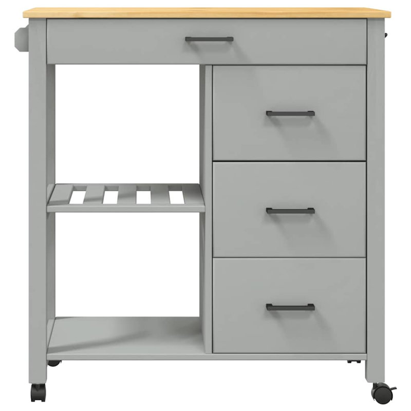 vidaXL Kitchen Trolley MONZA 33.1"x15.7"x34.8" Solid Wood Pine, Gray