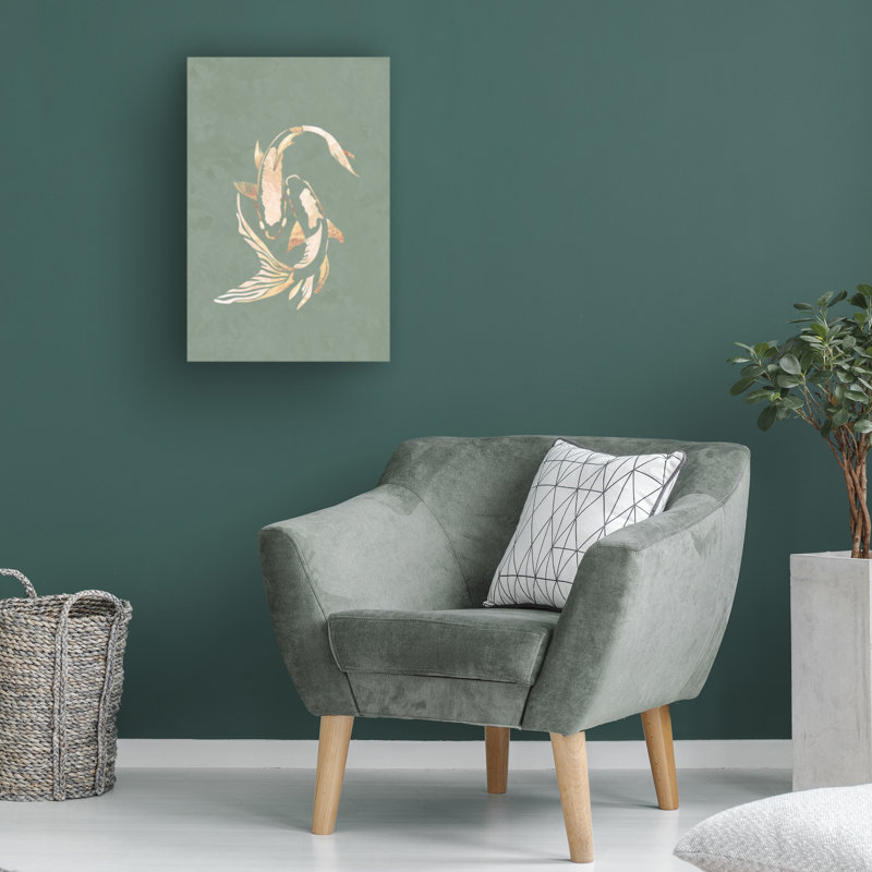 «Sage Green Gold Koi Fish 1», reproduction sur toile