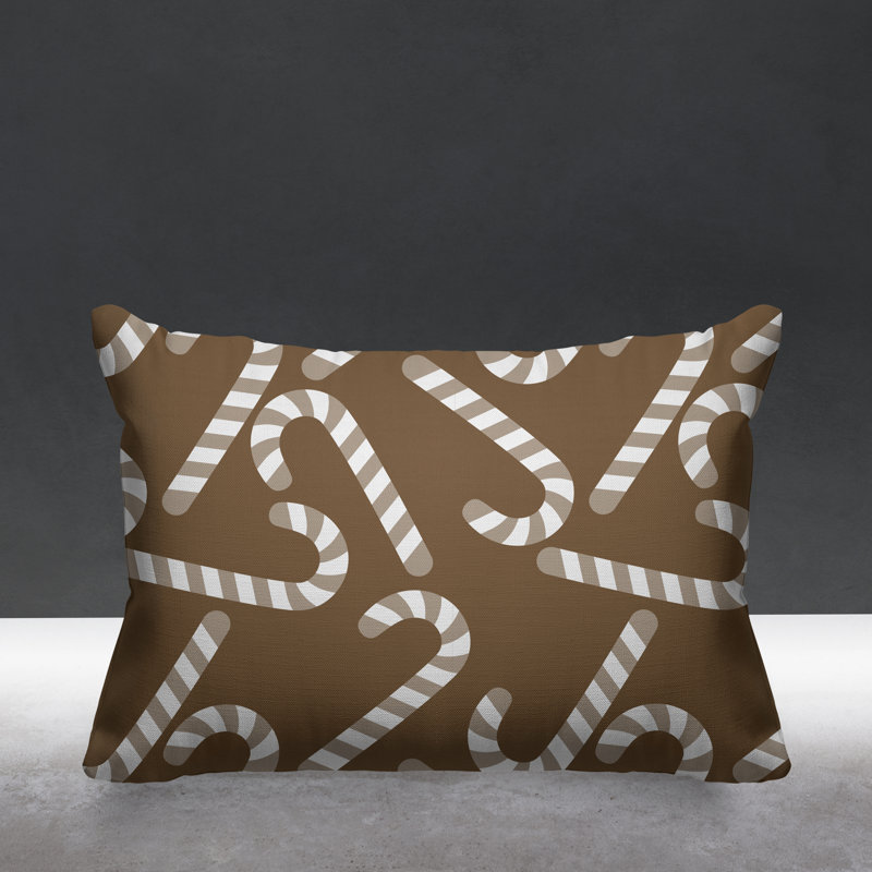 Coussin décoratif intérieur / extérieur Christmas Candy Cane, Beige