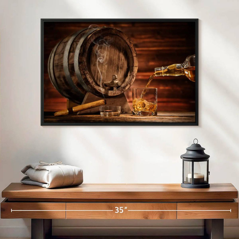 Yarlin Whiskey Barrel Dispenser, 17" H x 25" W