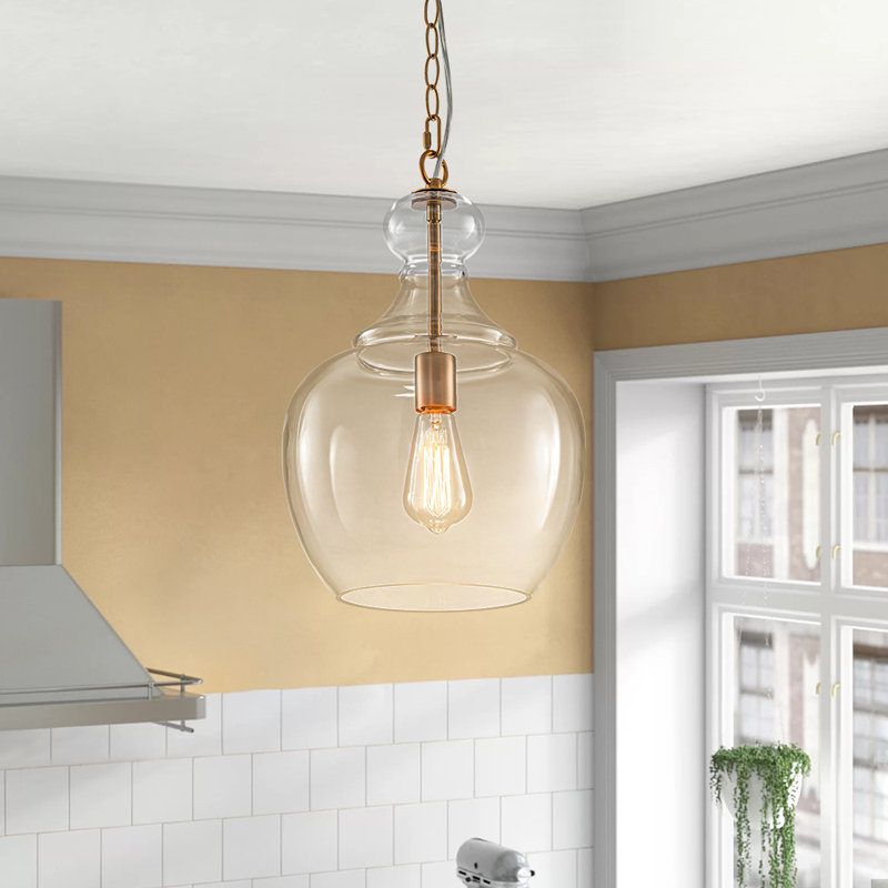 Kazal 1-Light Clear Glass Single Pendant, Gold
