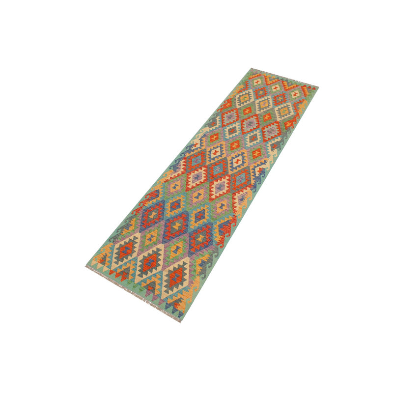 Tapis rectangulaire en laine noué à la main à motif sud-ouest de 4 pi x 5 pi 7 po Cedorah bleu / rouille