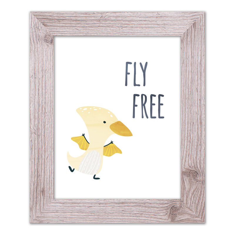 «Flying Dino», art encadré gratuit, H 14 po x l 11 po x P 0,75 po, Cadre blanc