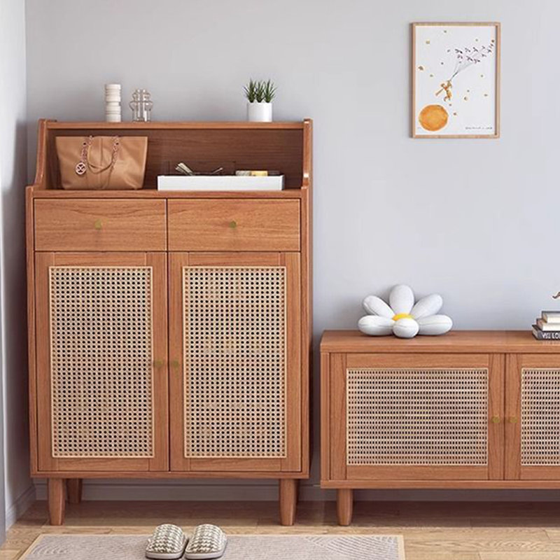 Armoire de rangement à chaussures tissée pour porte, Brun-roux