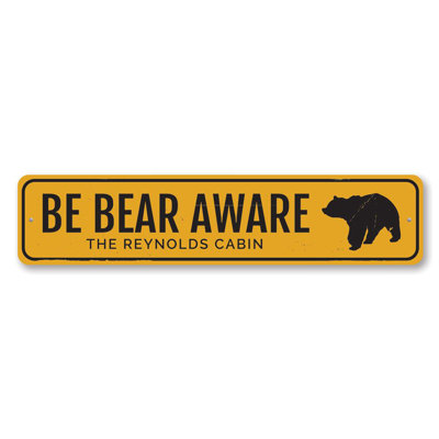 Plaque en aluminium Be Bear Aware