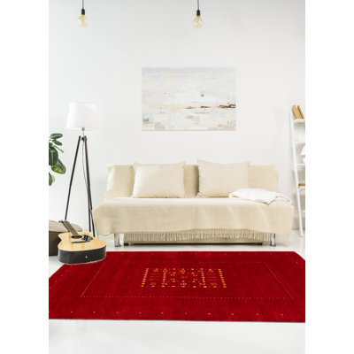 Tapis rouge nouvel âge en laine 4 pi 9 po x 6 pi 5 po One-of-a-Kind