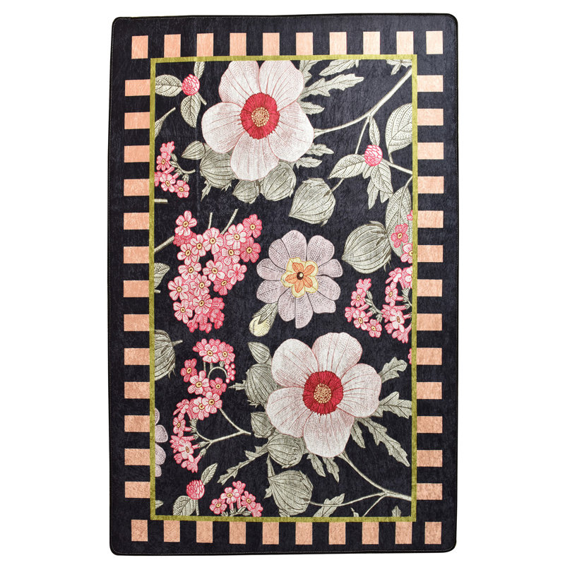 Premium Area Rug (5.2 x 7.5 ft), 100% Polyester, 0.2 in Pile Height | Antibacterial, Non-Slip Underside, Machine Washable | Elegant Design for Living Room & Bedroom Decor, Soft and Durable
