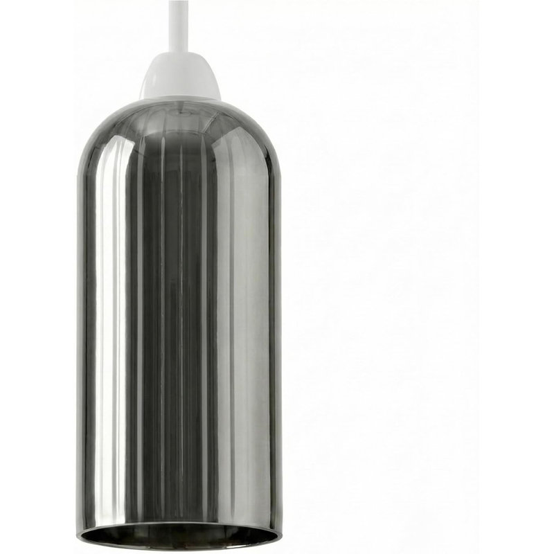 20cm H Glass Drum Lamp Shade, Smoke Gray