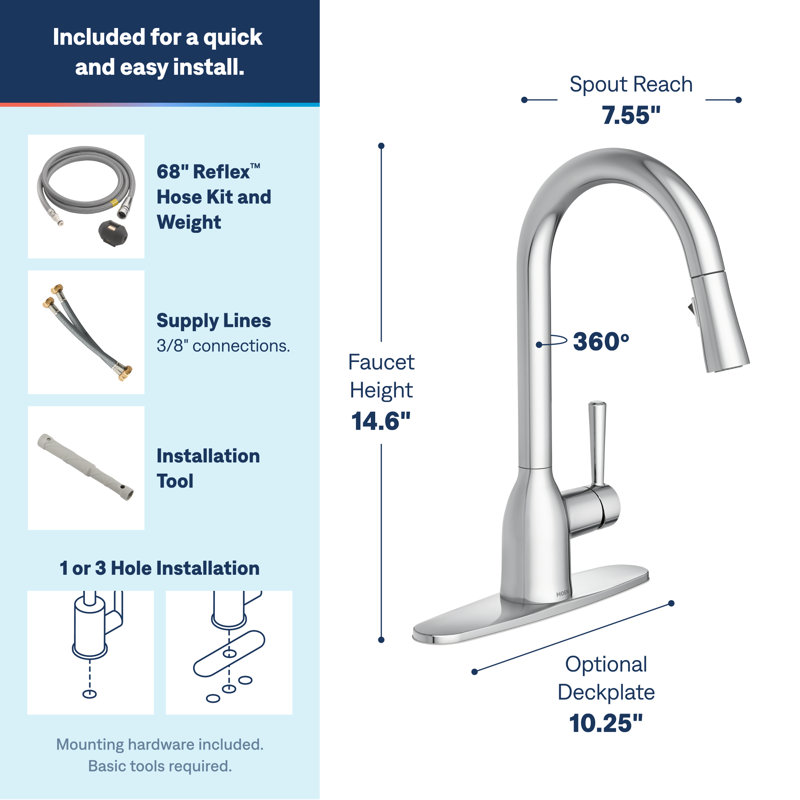 Adler Pull Down Single Handle Kitchen Faucet with Accessories, Chrome