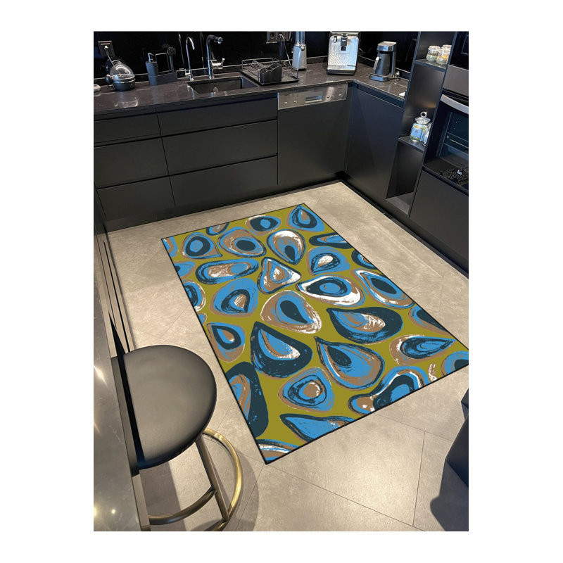Tapis vert lavable à motif décoratif vert, Sous-tapis carré 3 pi 3 po inclus