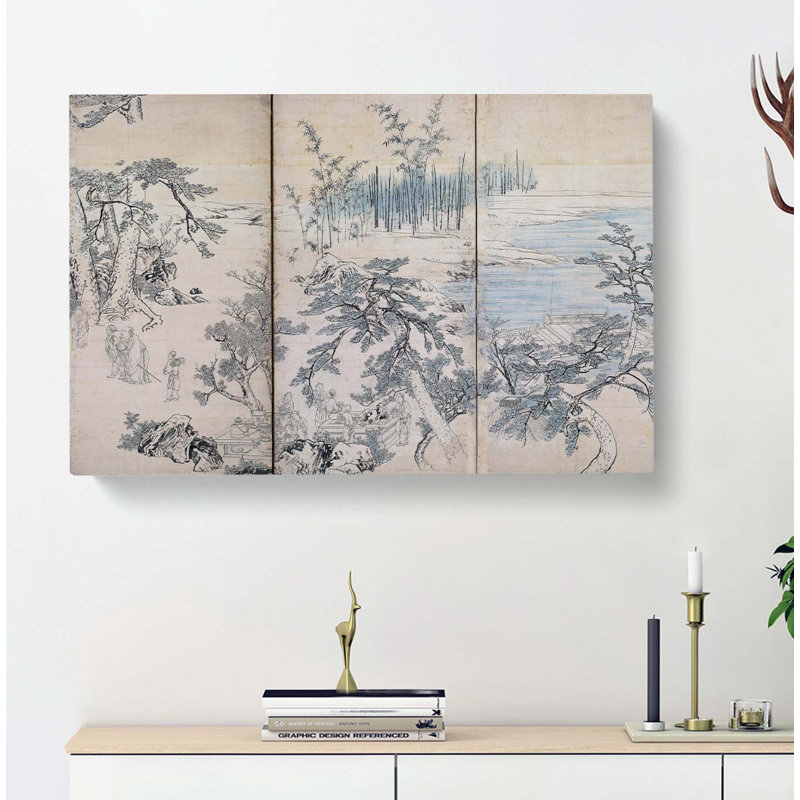 Gathering in an Orchid Pavilion by Maruyama Okyo - Wrapped Canvas, 50cm H x 76cm W x 3cm D