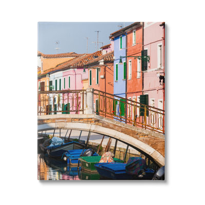 Town River Canal Boats Scenery by Danita Delimont - Wrapped Canvas Photograph