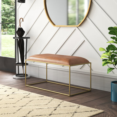 Alverez Genuine Leather Upholstered Bench