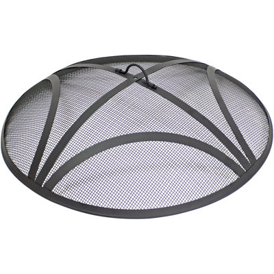  Reinforced Steel Mesh Black Fire Pit Spark Screen with Ring Handle