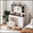 Charming Farmhouse Vanity with Multiple Storage Options and Illuminated Mirror