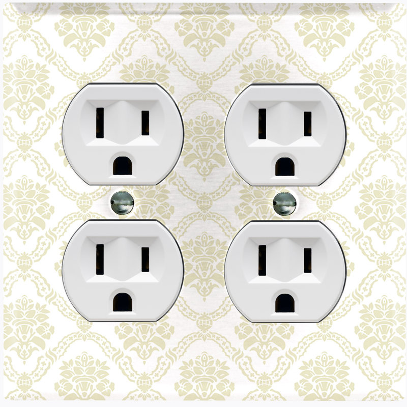 Patterned 2 - Gang Toggle Light Switch Standard Wall Plate, Gray/White