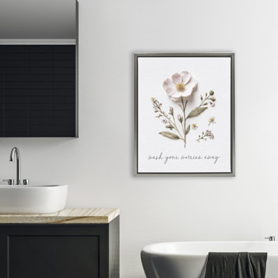 Pressed Flower Wash Worries Away Floating Frame, design by Lettered and Lined