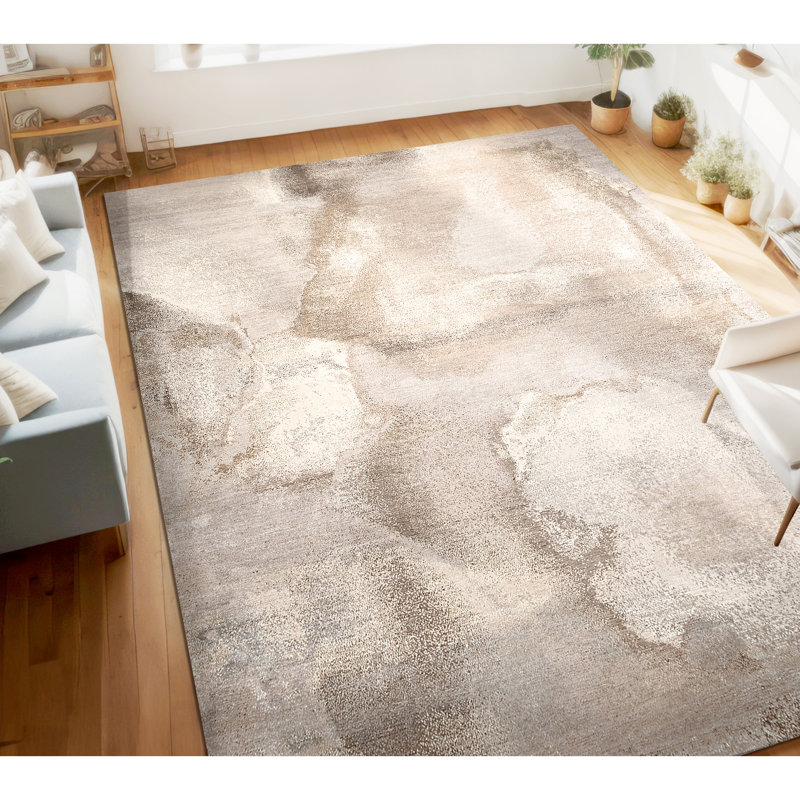 Tapis beige et ivoire noué à la main de haute qualité, Rectangle 9 pi x 12 pi