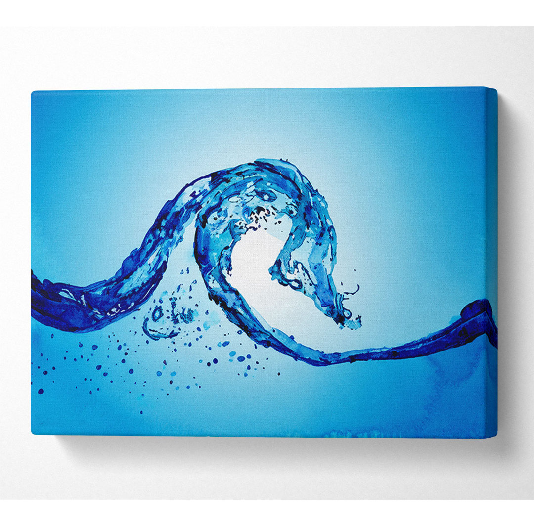 Blaue Wasserwelle Segeltuch Aquarell