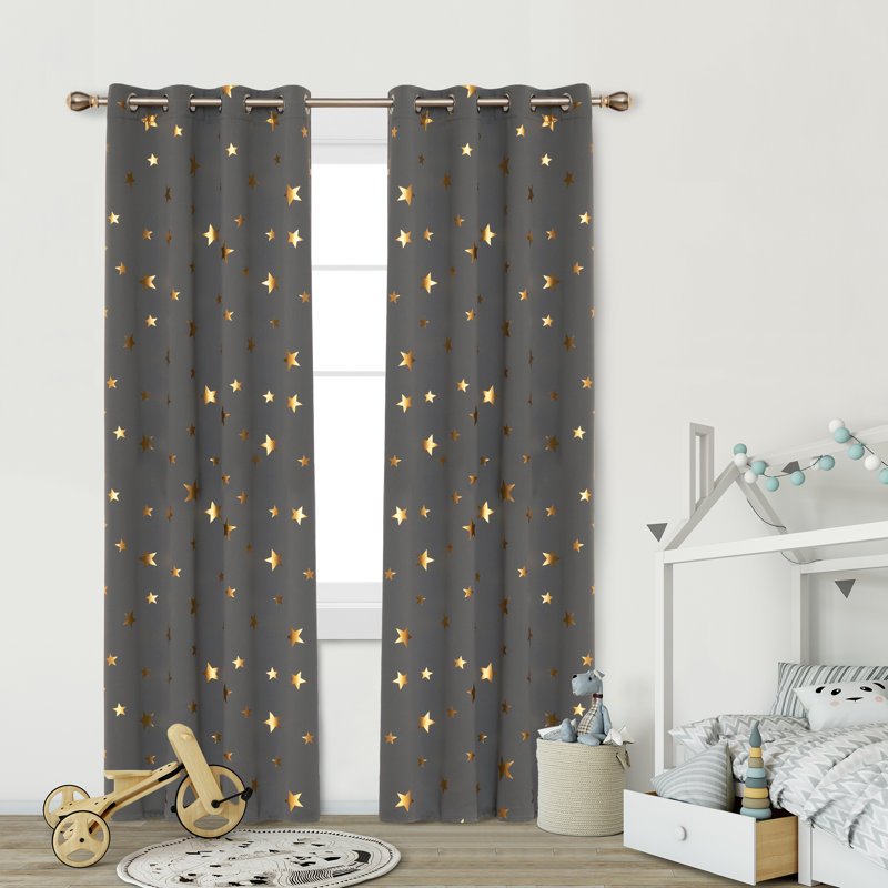 Marcela Eyelet Room Darkening Thermal Curtain, Width 117 x Drop 138 cm, Light Grey
