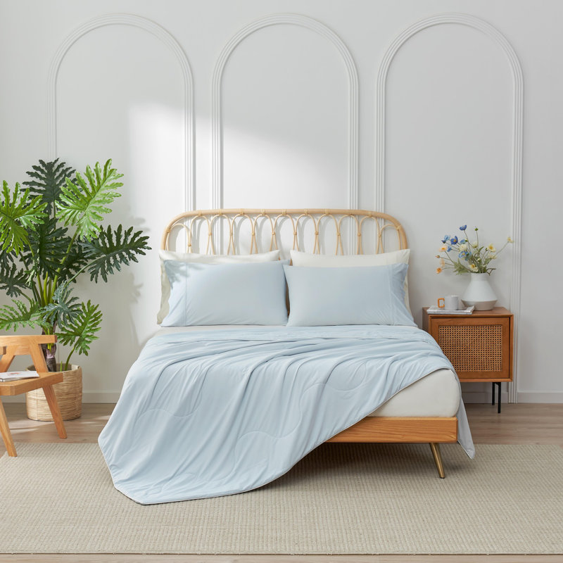 Lightweight Cooling Comforter Cooling Blanket Reversible Bedding Blankets, Blue, King Comforter