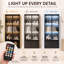 170cm Black Display Cabinet with Aluminium-Framed Glass Doors, 4-Tier Storage & Remote-Controlled LED Lighting