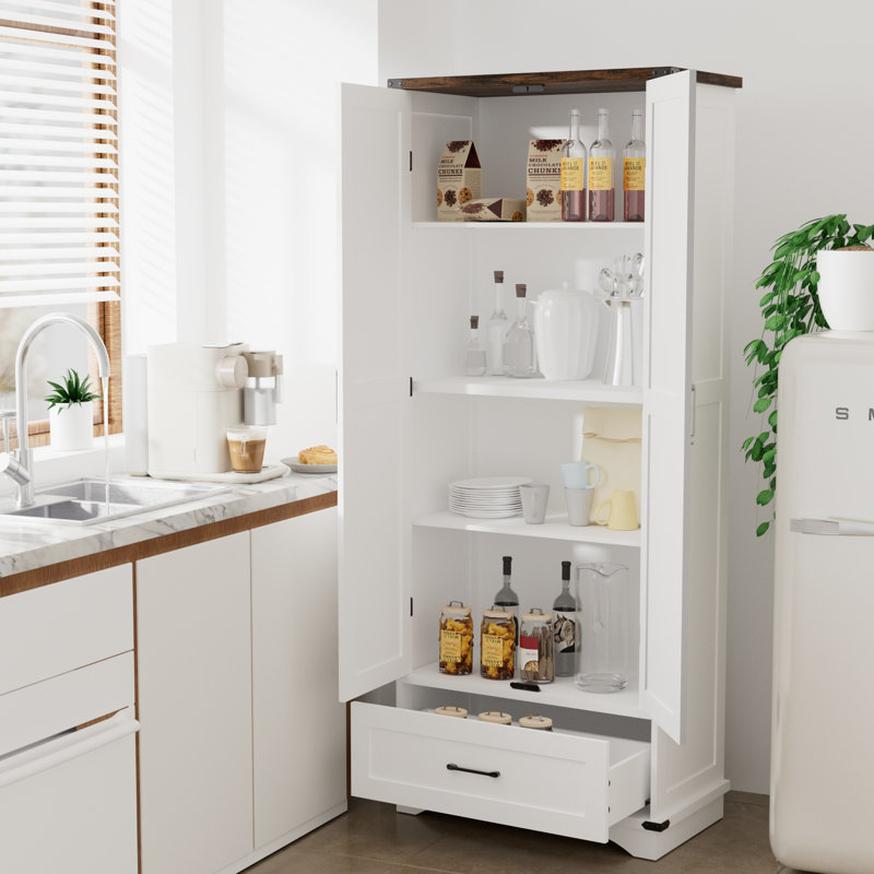 71" Farmhouse Storage Cabinet with 2 Adjustable Shelves & Barn Doors - Rustic Organizer for Kitchen, Bathroom, Laundry Room