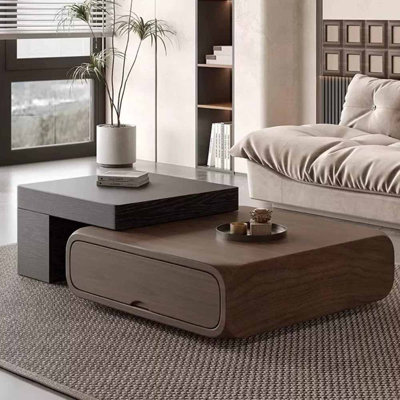 Walnut Solid Wood With Drawer Storage Coffee Table