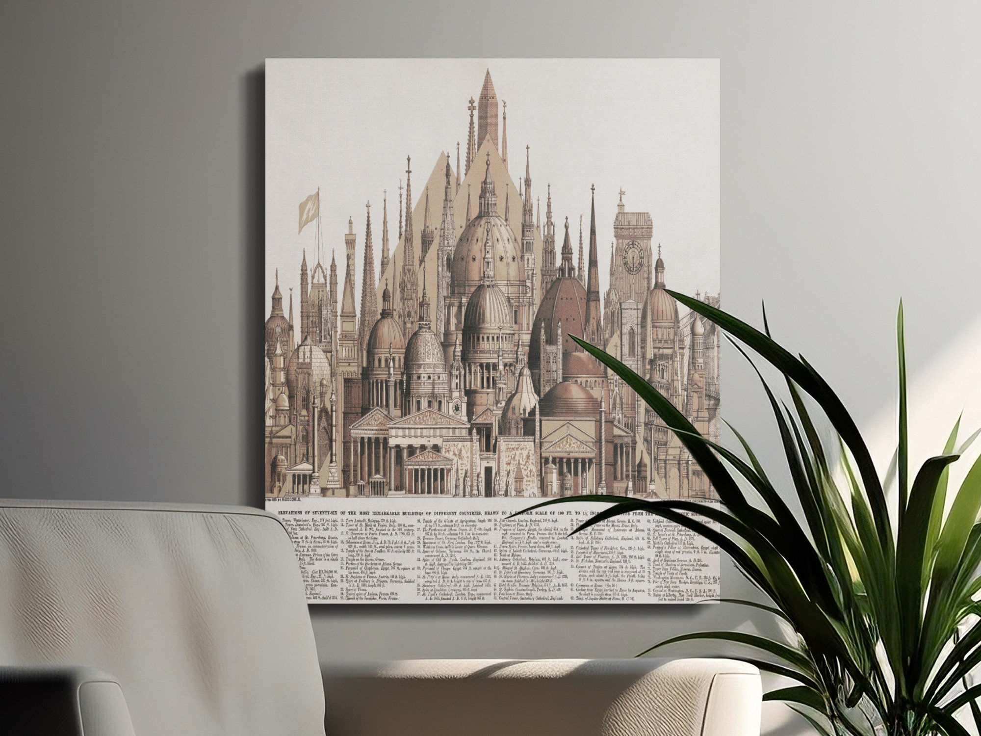 Lark Manor World Landmark Canvas Wall Art, Architectural Collage Print ...