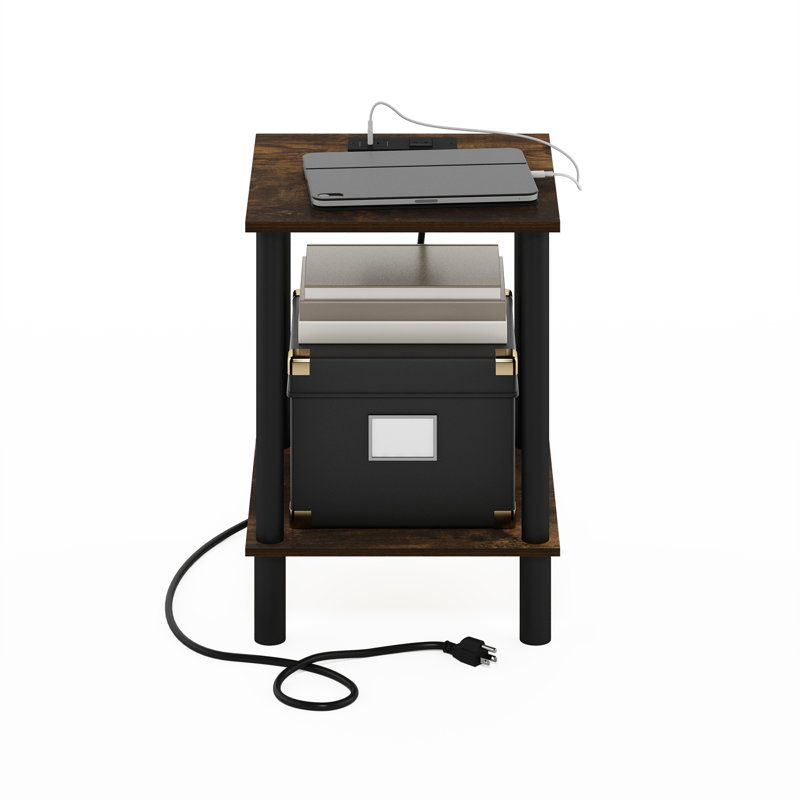 Creekside 2-Tier Side Table, End Table with USB and Type-C Charging Port, Amber Pine/Black