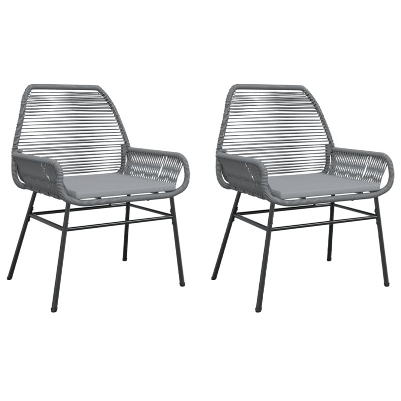 Chaises de patio 2 pièces avec coussins poly rotin, Gris, Gris clair