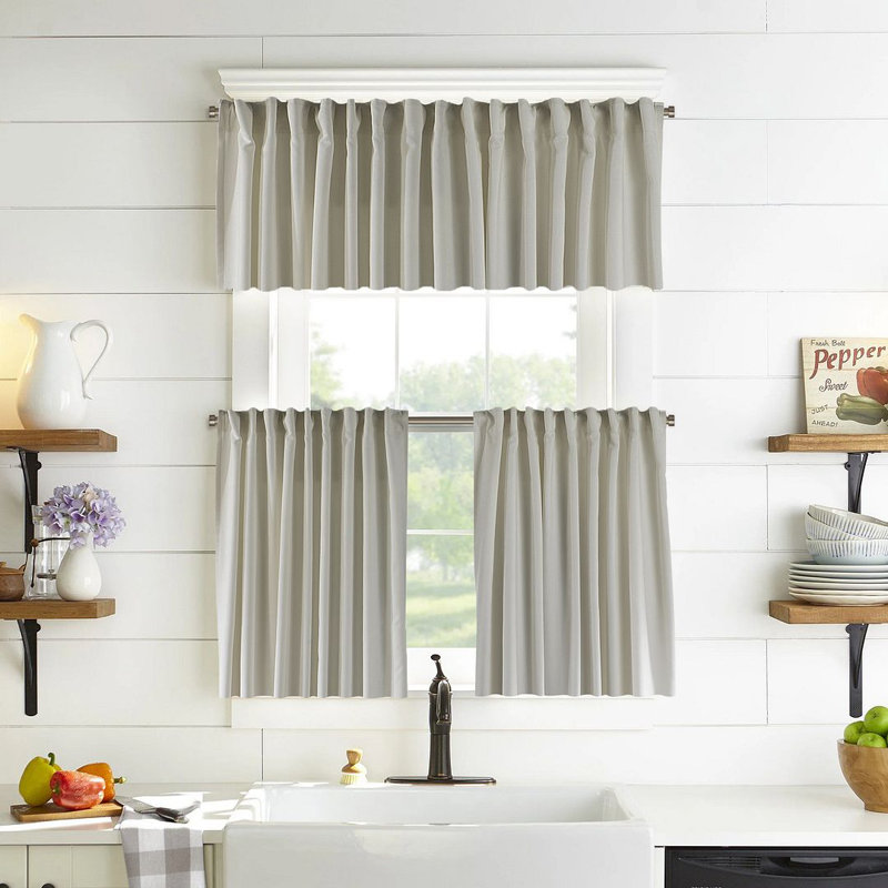 Solid Colour Kitchen Curtain, 90" W x 60" L, White