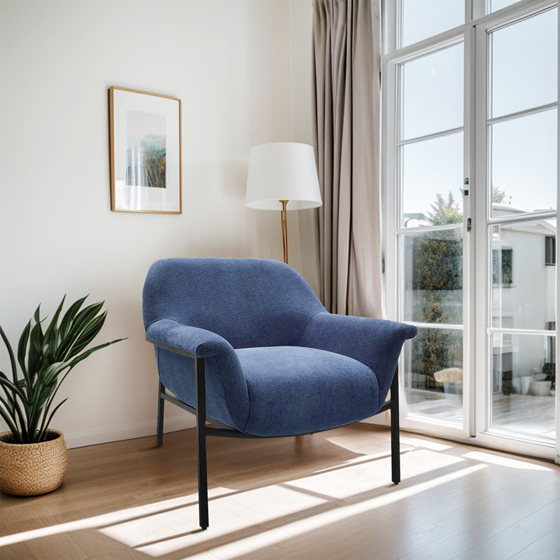 Fauteuil d'appoint rembourré Lenwood Starnisha, Polyester bleu marine