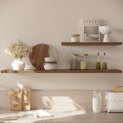  Tablette flottante profonde 12 po, grande tablette murale 36 po x 12 po pour cuisine, salle de bain, salon, noyer (paquet de 1)