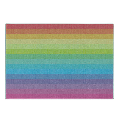 Ambesonne Vintage Rainbow Tempered Glass Cutting Board Retro Stripes Multicolor