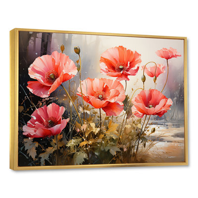 «Red and Green Poppy Reverie III», art mural coquelicots