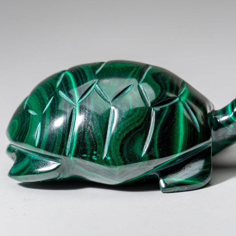Genuine Polished Malachite Turtle Carving (335 grams)