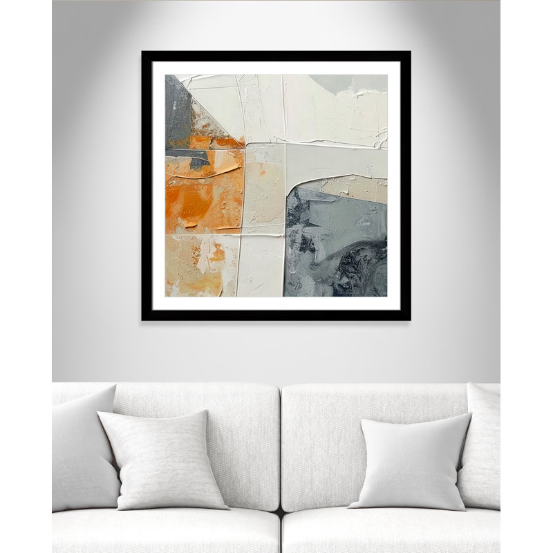 «Plastered II» par Alonza Saunders, L 37,5 po x H 37,5 po, Matted Print, Noir satiné