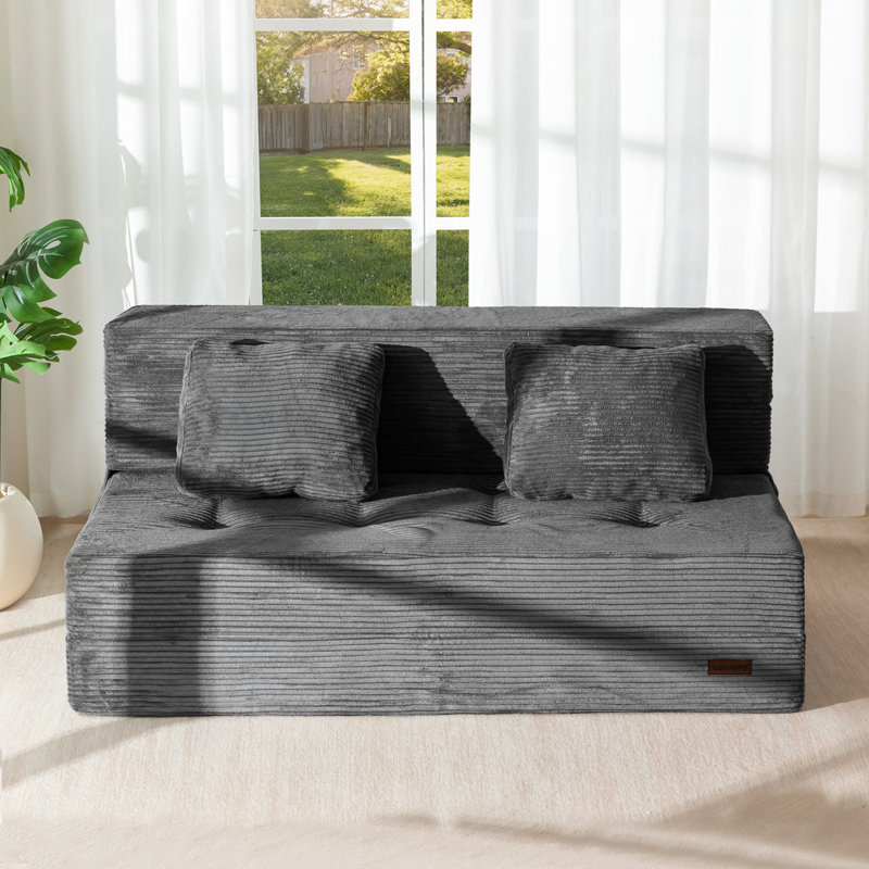 Canapé-lit Boneless, Gris foncé, H 24 po x l 53 po x P 29,5 po