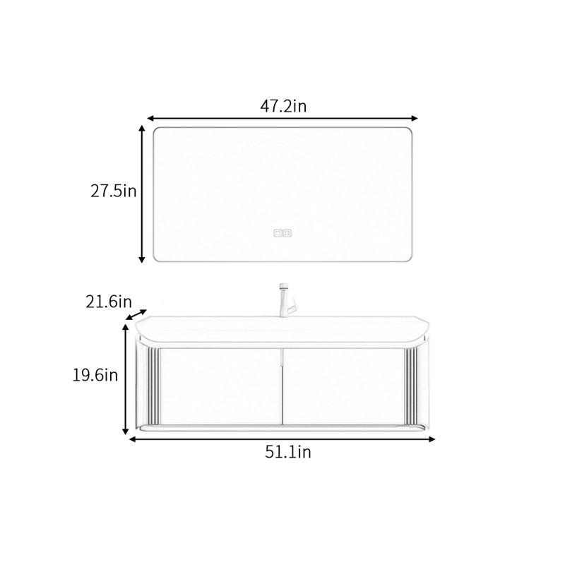 Light luxury minimalist bathroom cabinet, 19.6" H x 51.1" W x 21.6" D, Crème, crème