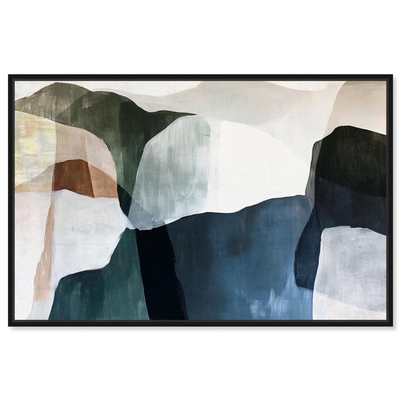 Abstrait numérique sur toile Mountain Mist , H 11 po x l 16 po, Cadre flottant noir
